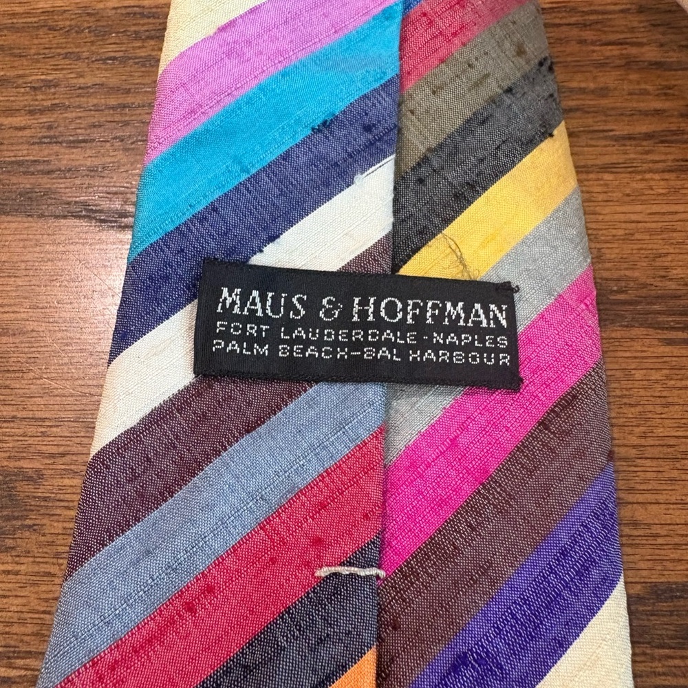 Red and Pink Striped Silk Tie - Picture 2 of 3